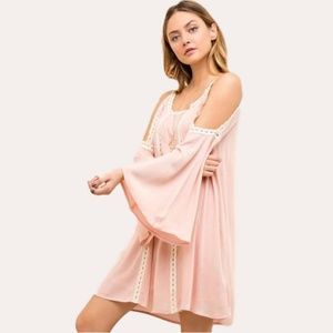 ENTRO Women's Blush Pink Cutout Shoulder Dress